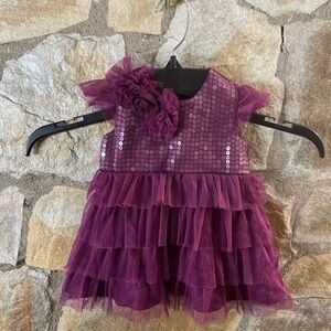 FAO Schwarz Plum Sequin & Tulle Party Dress — Baby 3M